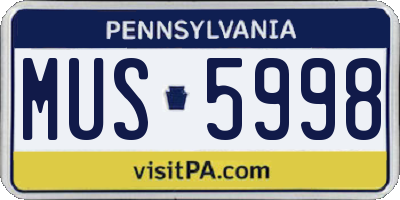 PA license plate MUS5998