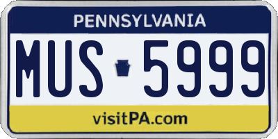 PA license plate MUS5999