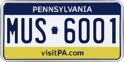 PA license plate MUS6001