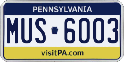 PA license plate MUS6003