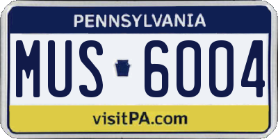 PA license plate MUS6004