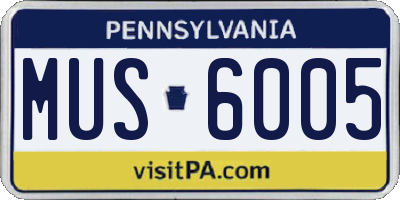 PA license plate MUS6005