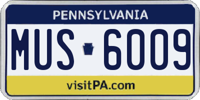 PA license plate MUS6009