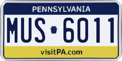PA license plate MUS6011