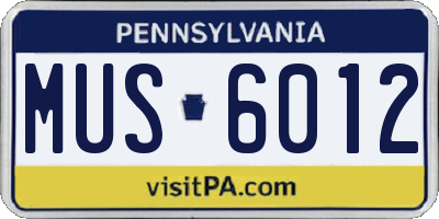 PA license plate MUS6012