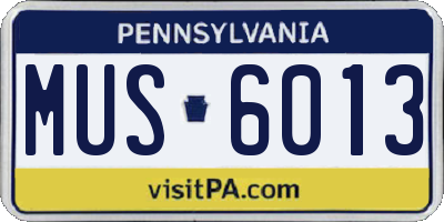 PA license plate MUS6013