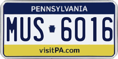 PA license plate MUS6016