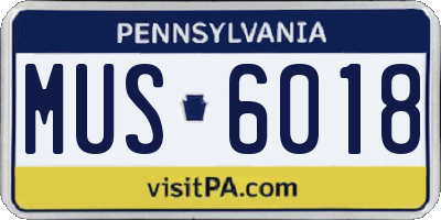PA license plate MUS6018
