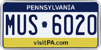PA license plate MUS6020