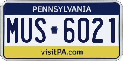 PA license plate MUS6021