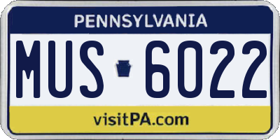PA license plate MUS6022