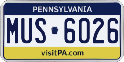 PA license plate MUS6026