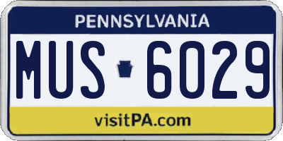 PA license plate MUS6029