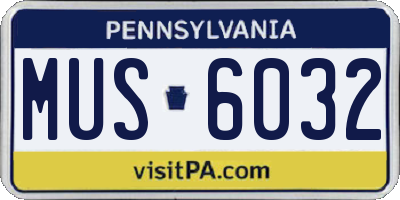 PA license plate MUS6032