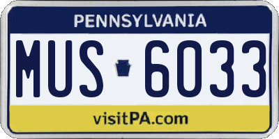 PA license plate MUS6033