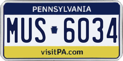 PA license plate MUS6034