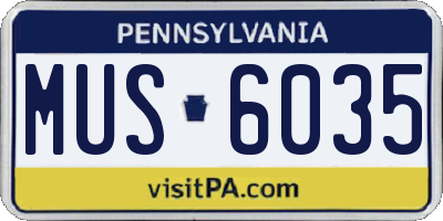 PA license plate MUS6035
