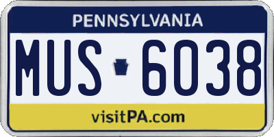 PA license plate MUS6038