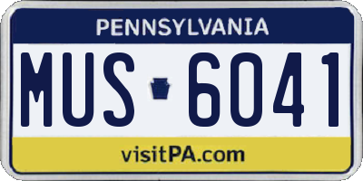 PA license plate MUS6041
