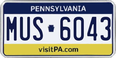 PA license plate MUS6043