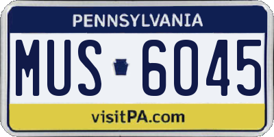 PA license plate MUS6045