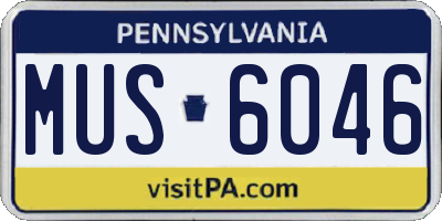 PA license plate MUS6046