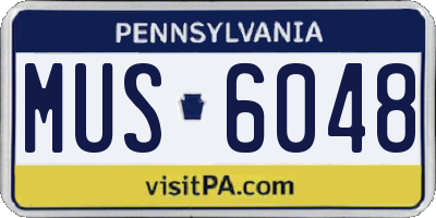 PA license plate MUS6048