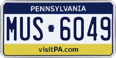 PA license plate MUS6049