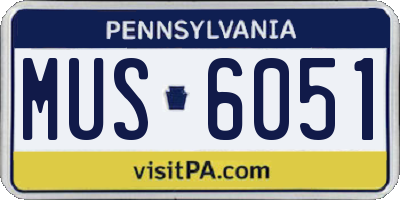 PA license plate MUS6051