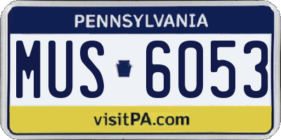 PA license plate MUS6053