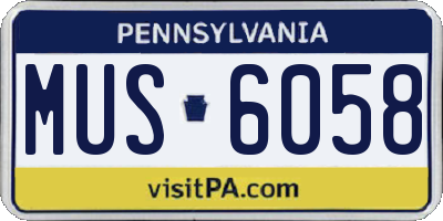PA license plate MUS6058
