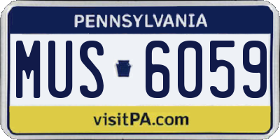 PA license plate MUS6059