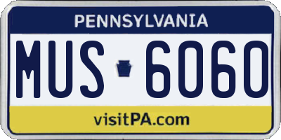 PA license plate MUS6060