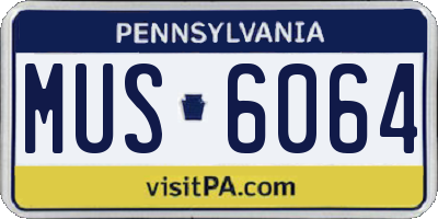 PA license plate MUS6064