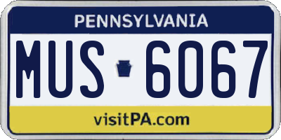PA license plate MUS6067