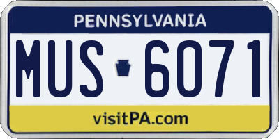 PA license plate MUS6071