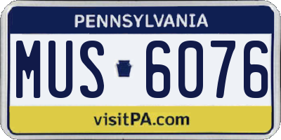 PA license plate MUS6076
