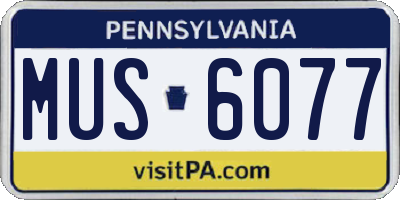 PA license plate MUS6077