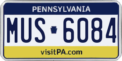 PA license plate MUS6084