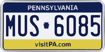 PA license plate MUS6085