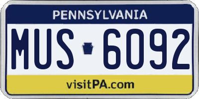 PA license plate MUS6092
