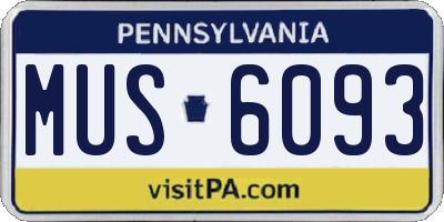 PA license plate MUS6093