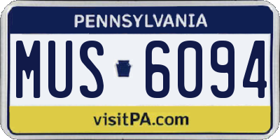 PA license plate MUS6094