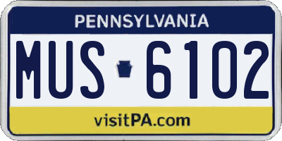 PA license plate MUS6102