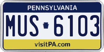 PA license plate MUS6103