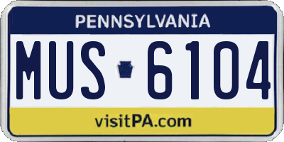 PA license plate MUS6104