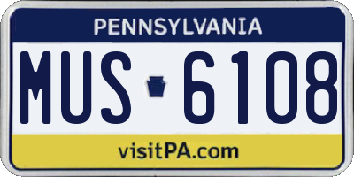 PA license plate MUS6108