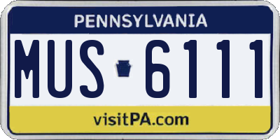 PA license plate MUS6111