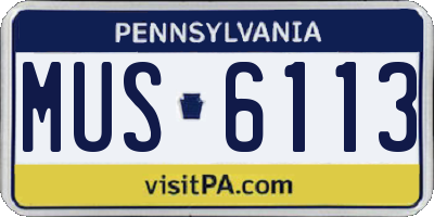 PA license plate MUS6113