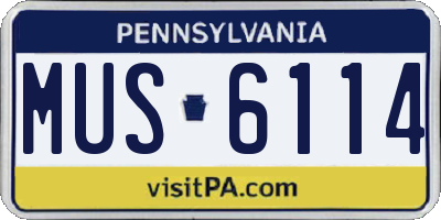 PA license plate MUS6114